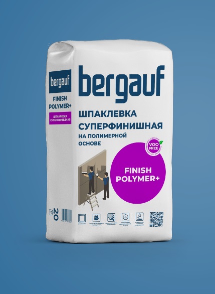 Шпаклевка полимерная суперфинишная Bergauf Finish Polymer+, 25кг