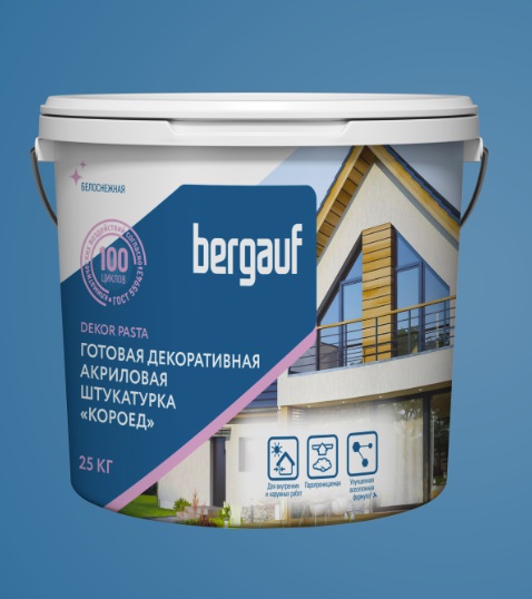 Штукатурка готовая декоративная акриловая Bergauf Dekor Pasta, короед, 25кг