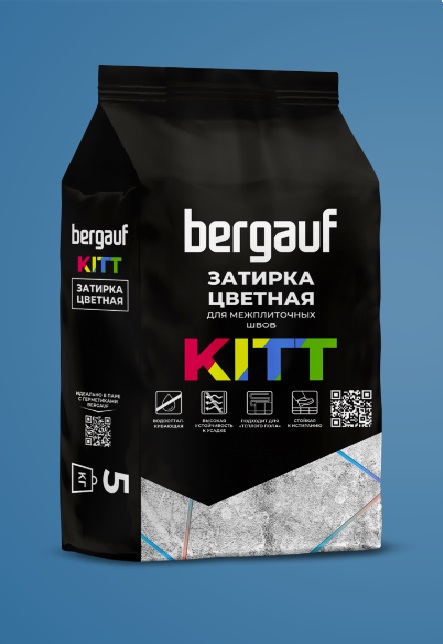 Затирка для швов плитки Bergauf (Бергауф) Kitt, серая, 2 кг