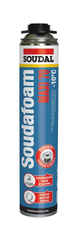 Пена монтажная профессиональная пистолетная зимняя Soudal Soudafoam Maxi 70, 870 мл