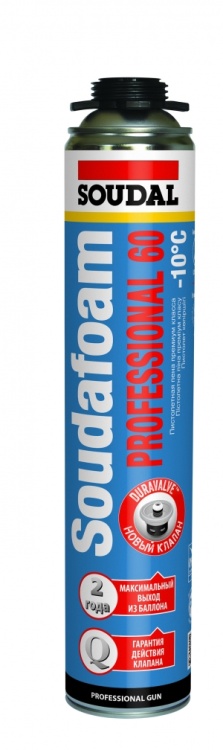 Пена монтажная профессиональная пистолетная зимняя Soudal Soudafoam Professional 60, 750 мл
