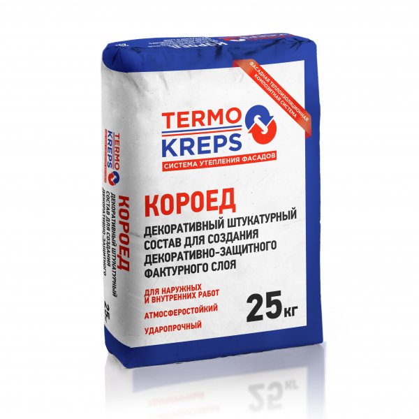 Декоративная штукатурка Крепс TERMOKREPS, "короед" 1.5мм, 25кг