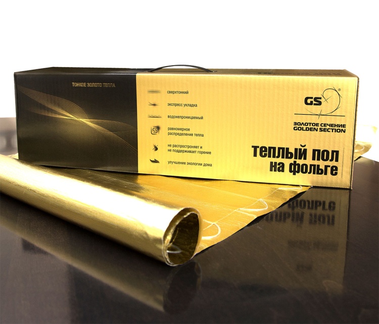 Нагревательный мат для теплого пола Золотое сечение GS 600-4,0 на фольге под ламинат, 4 м², 600 Вт