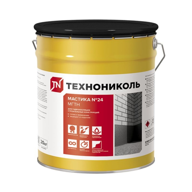 Мастика гидроизоляционная ТЕХНОНИКОЛЬ №24 (МГТН), ведро 20 кг