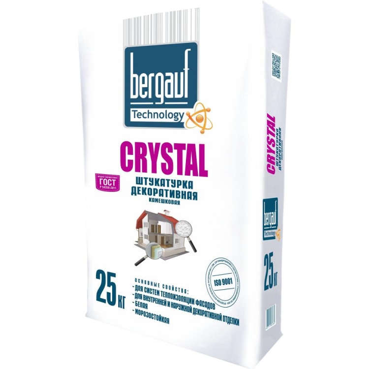 Штукатурка декоративная фасадная Bergauf (Бергауф) Crystal камешковая 2 мм, 25 кг