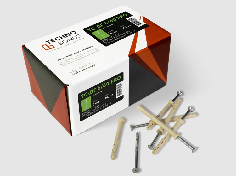 Дюбель-гвоздь ТехноСонус PRO ТС-ДГ 6х60 мм, 100 шт. уп