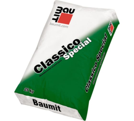Штукатурка декоративная минеральная Baumit Classico Special R 2.0 короед, белая, 25 кг