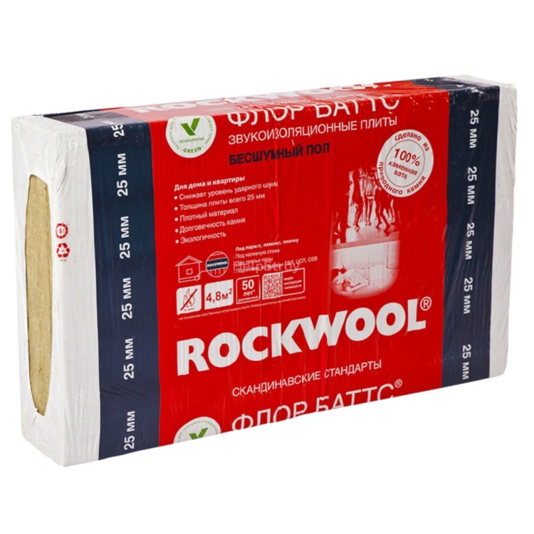 Rockwool Лист Звукоизоляционный (1000*600*10) 12п /0,072м3/7,2м2/16 пач.под