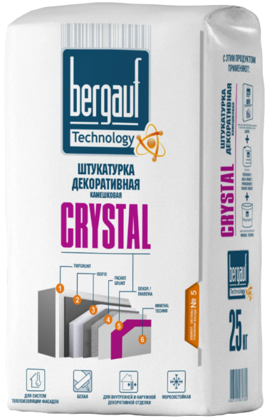 Штукатурка декоративная Bergauf Crystal 2.0, камешковая