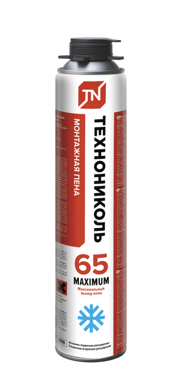 Пена монтажная профессиональная ТЕХНОНИКОЛЬ 65 MAXIMUM зимняя, 1000мл