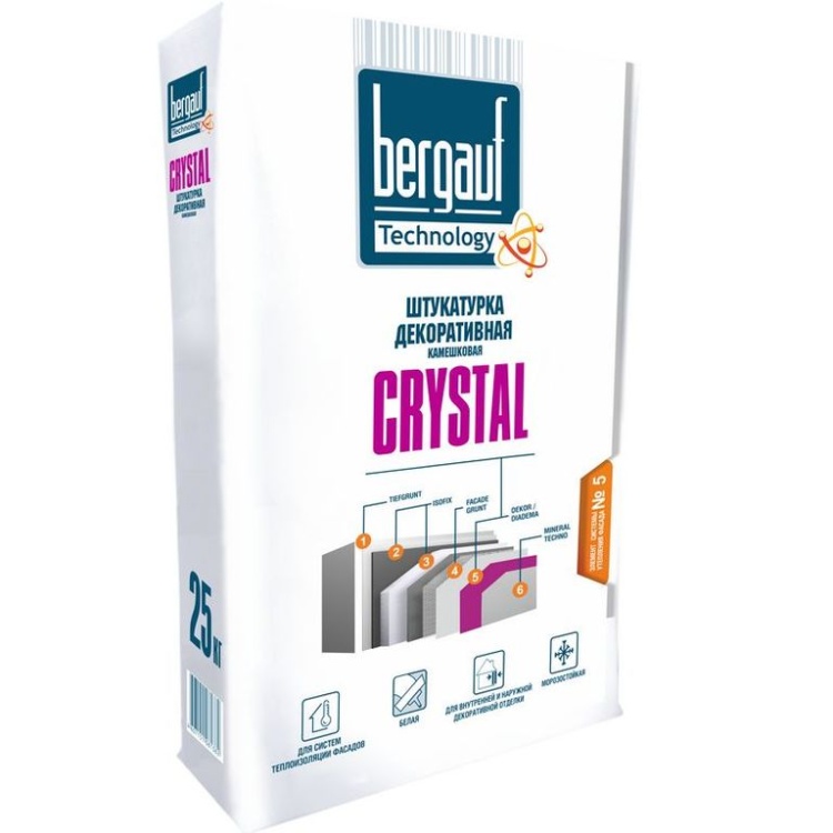 Штукатурка декоративная Bergauf Crystal 1-1.5, камешковая