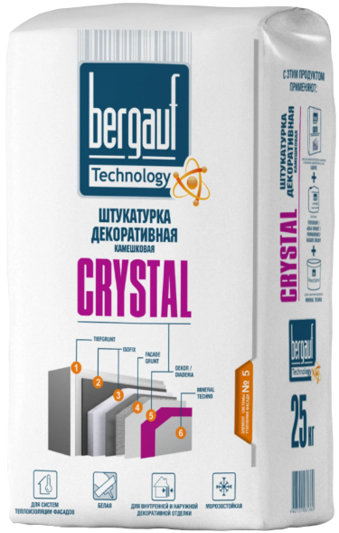 Штукатурка декоративная камешковая Bergauf Crystal ЗИМА, 25 кг.