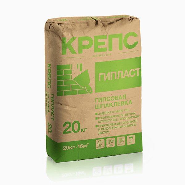 Шпаклевка гипсовая финишная Крепс Гипласт, 20 кг
