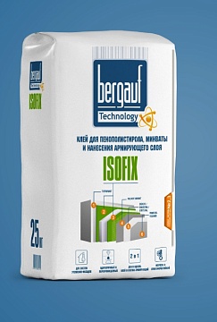 Клей для пенополистирола и минваты армирующий Bergauf (Бергауф) Isofix зимний, 25 кг